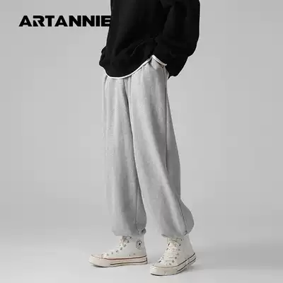 Sweatpants men's straight loose wide leg pants solid color hip hop Tide brand casual trousers draw rope toe hiphop hiphop sports pants