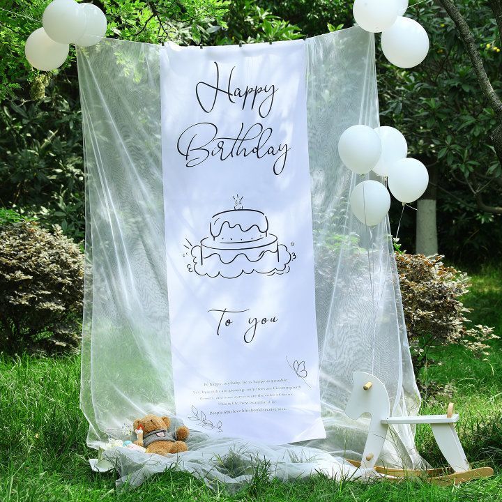 Xiaohongshu-Style Outdoor Birthday Scene Atmosphere Decoration with Mesh Background for 10-Year-Old Girl Photoshoot, High-End Feel