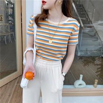 Fresh big virgin short-sleeved T-shirt Blouse Small shirt Short-sleeved shirt shirt undershirt casual summer mid-section V-neck