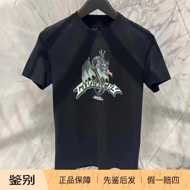 Givenchy Regular Edition Letter Cartoon Pattern Round Neck Short-Sleeve T-Shirt for Men and Women in Black