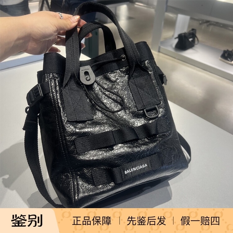 Balenciaga Army Sheepskin Tote Bag Shoulder Handbag for Men and Women Black