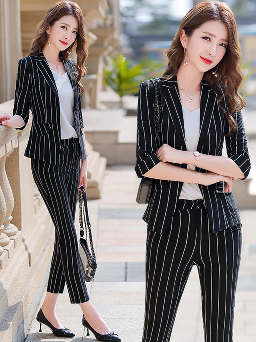 Senior Sense Career Suite Women 2023 Summer New Han Edition fashion - fixed striped suit coat