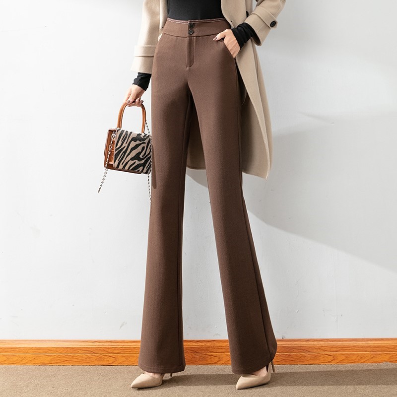 Wool Thickened Professional Suit Pants Women's Autumn and Winter Fashion High Waist Slender Casual Pants Dropping Feel Straight Slim Pants