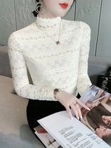Sexy Hollowed-out Lace Blouses Undershirt Woman 2022 Chunqiu New Korean version Fashion high end Nelap net sweatshirt