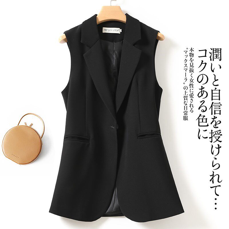 Korean high-end sleeveless suit jacket ladies 2022 spring and autumn new fashion mid-length professional suit vest vest