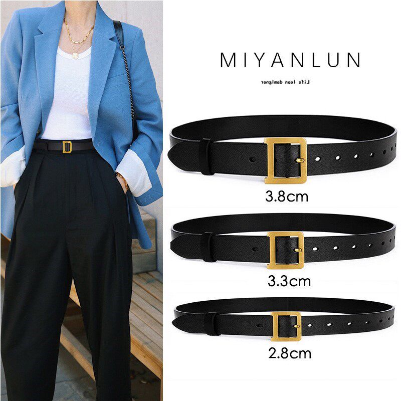 Net red fashion high-end ladies belt 2022 new versatile decorative thin belt simple leather jeans with tide