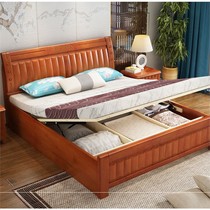  Solid wood bed Double bed Air pressure storage bed Oak high box 1 5 Chinese style 1 8 meters bed Oak 1 35 Childrens bed 2 meters