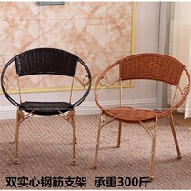  Rattan chair backrest chair Woven single childrens small rattan chair Adult household stool Teng chair balcony outdoor teng chair