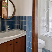 French blue long kiln-turned ceramic mosaic bathroom sink wall tile column tile bathroom background wall