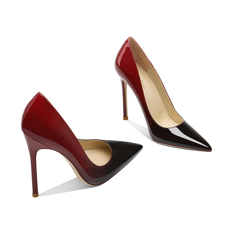 2026 Spring/Summer New Black and Red Gradient High Heels Women's Stiletto Sexy Shallow Mouth Socialite Versatile Red Sole Shoes 2026 Spring/Summer New Black and Red Gradient High Heels Women's Stiletto Sexy Shallow Mouth Socialite Versatile Red Sole Shoes