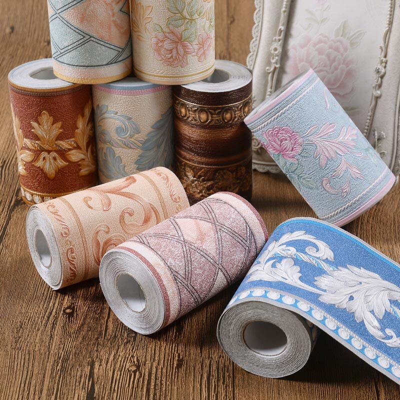 Skirting board stickers Waterproof self-adhesive wallpaper 3D stereo European bedroom living room kitchen wallpaper Waist line decorative wall stickers