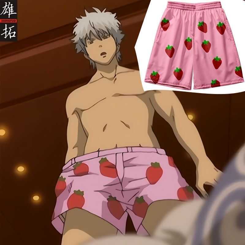 Gintama Strawberry Panties Sakata Gintoki Cosplay Merchandise Unisex Silver Sauce Shorts Home Pants Sleepwear Beach Pants