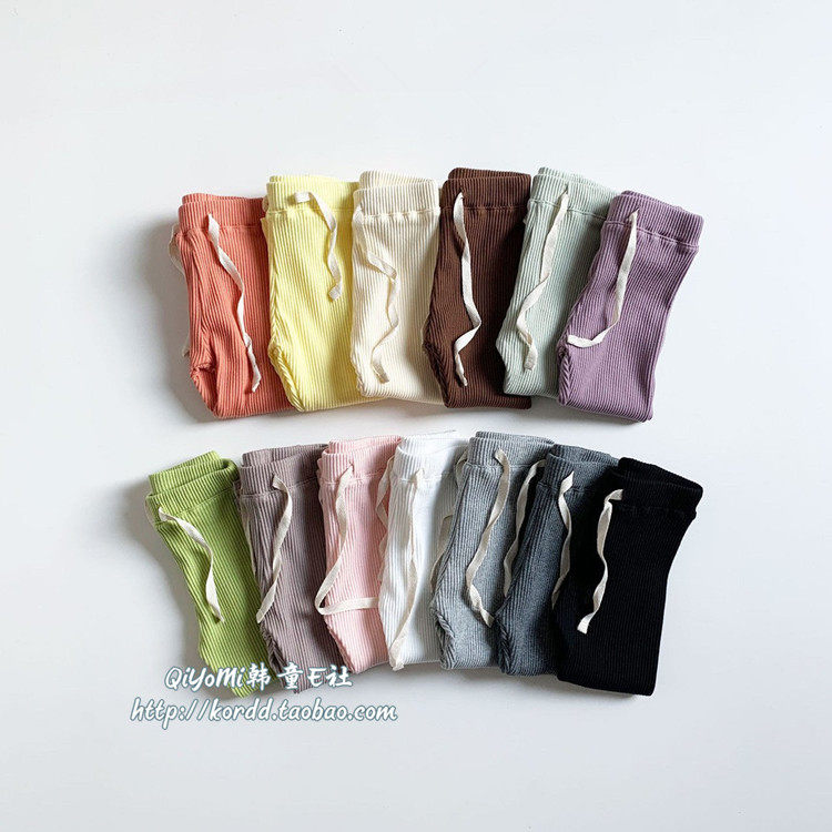 Qiyoumi discount Korean South Gate imported children's clothing spring and autumn boys and girls pit strip multi-color elastic leggings D1