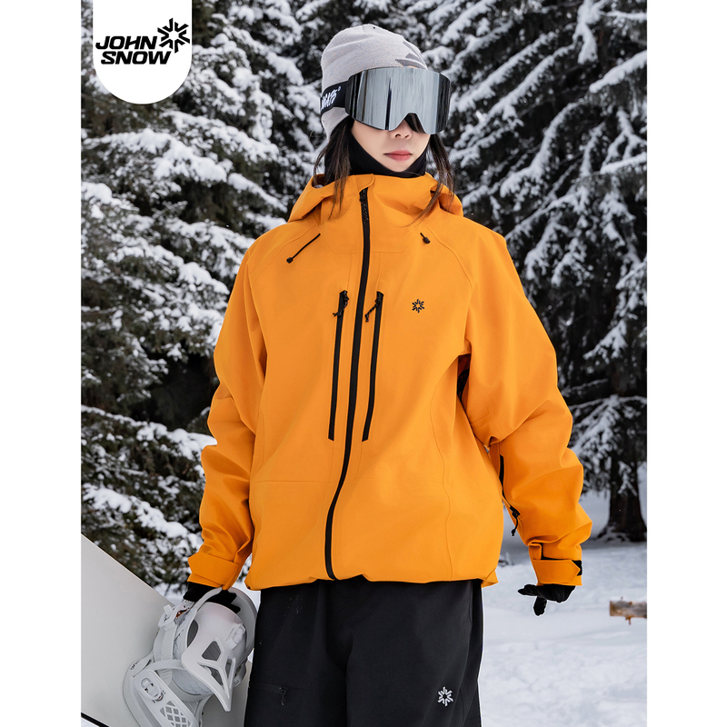 John Snow Hard-Shell Ski Jacket for Women and Men, Snowboard Waterproof and Windproof New Model, Fully Taped Dopamine Ski Jacket