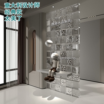 Glass bricks transmit light and prevent people from entering. Italian designer’s classic square glass brick partition entrance crystal brick