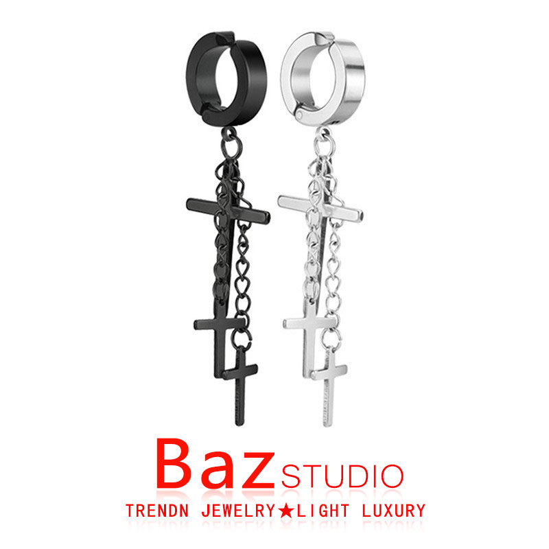 Cross ear clip type punch-free soil cool ear acupuncture no-hole ear clip bouncy men and women accessories fake ear acupuncture ins tide