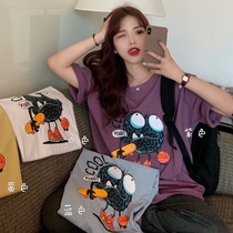 Port Wind Net Red T-Shirt Woman Short Sleeve 2021 Spring New 100 hitch BF Korean version original Cebu Wind Relaxation Ins overfire blouses