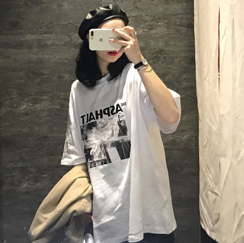 European Goods Summer Season 2020 New Port Taste Nets Red 100 hitch BF blouses with super-fire loose short sleeve female tide Europe Station