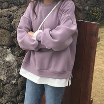 Eurostock Large version of the clothing and womens ins ultra fire fake two splicing loose slim length sleeves 2021 new Korean version blouses