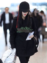 Star with the same wassup plus velvet hooded loose mid-length sweater 2021 autumn and winter new thickened top female