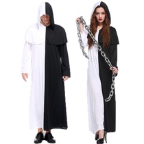 Halloween adult male horror Black and White Impermanence death robe clothes cos female ghost make vampire couple dress up