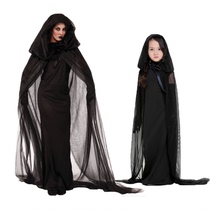 Kindergarten children female funny ghost parent-child catwalk dress Halloween adult black god of death cloak clothes