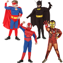 Halloween childrens costume male cosplay muscle Batman Iron Man clothes spider-man Superman cloak