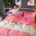 Flannel san hô chăn đơn mảnh bông 1,5 m đôi Fale quilt bìa đơn mảnh 1,8m giường chăn ga gối đệm màu hồng Quilt Covers