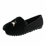 Осенние и зимние женские шапки, а также бархатные меховые туфли на толстой подошве для верхней одежды, туфли из ленивого хлопка с кроличьим мехом, женская обувь больших размеров от 41 до 43