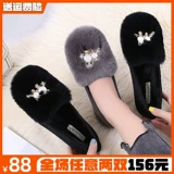 Осенние и зимние женские шапки, а также бархатные меховые туфли на толстой подошве для верхней одежды, туфли из ленивого хлопка с кроличьим мехом, женская обувь больших размеров от 41 до 43