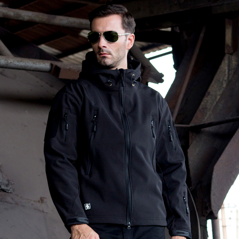 Shark Skin Windproof Soft Shell Jacket for Men, Outdoor Waterproof, Thickened and Fleece-Lined, Warm Casual Jacket Shark Skin Windproof Soft Shell Jacket for Men, Outdoor Waterproof, Thickened and Fleece-Lined, Warm Casual Jacket