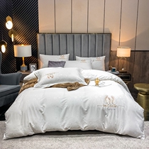 Light luxury cotton 100 bed four-piece embroidered long-staple cotton Nordic style cotton quilt cover hotel bedding