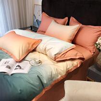 Gradient simple style 60s long-staple cotton four-piece cotton double quilt cover cotton 1 5m bedding kit