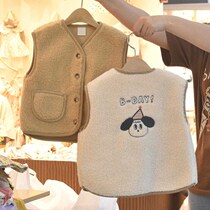 Barabara Korean childrens clothing autumn and winter mens girls Cartoon Ocean plush waistcoat Baby Casual Vest Blouse