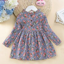 Ballabala girls spring autumn winter break floral dress Korean version princess dress small frescoed baby thickened skirt dresses