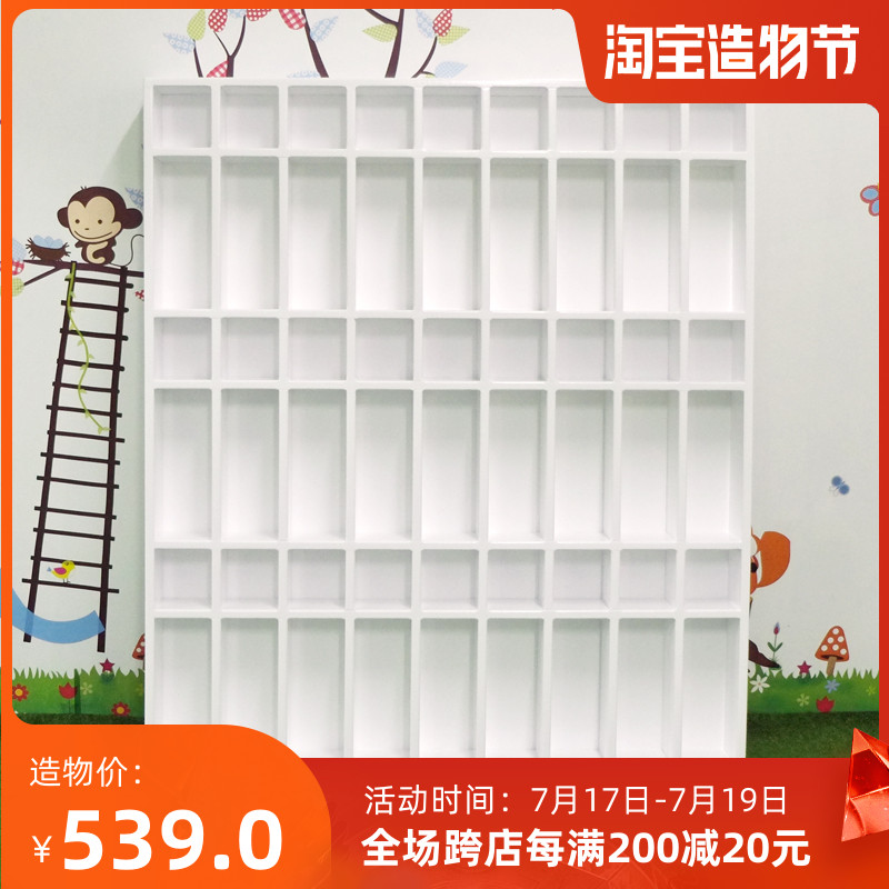 Kindergarten white paint solid wood towel cup holder Children's wooden cup holder Towel rack Wooden one-piece rack cabinet