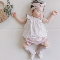 ins summer dress newborn baby foreign air sleeveless suit toddler baby summer pure cotton slim fit cute super cute clothes