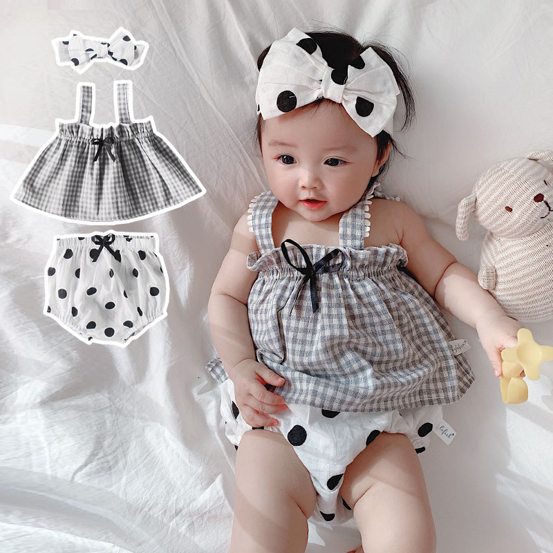 INS Summer Baby Pure Cotton Princess Summer 2 Summer Thin 3 girls suspended with gas toddler clothes 0 - 1 years old