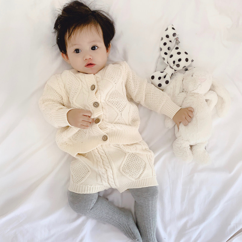 Spring and Autumn Baby Knitted Two-Piece Set Baby Cotton Two-Piece Set Spring Baby Out Coat 01-2 Years Old