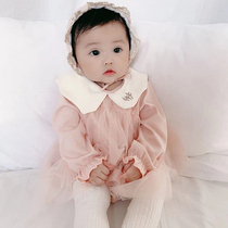 ins spring and autumn clothes for womens baby princess conjoined clothes baby pure cotton khae newborns climbing to the full moon for a full moon