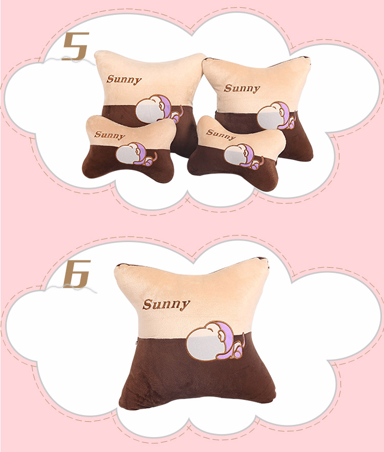 Xe gối đầu gối cổ một cặp phim hoạt hình xe gối gối cổ gối thắt lưng phụ kiện xe hơi phụ kiện xe hơi trang trí xe oto