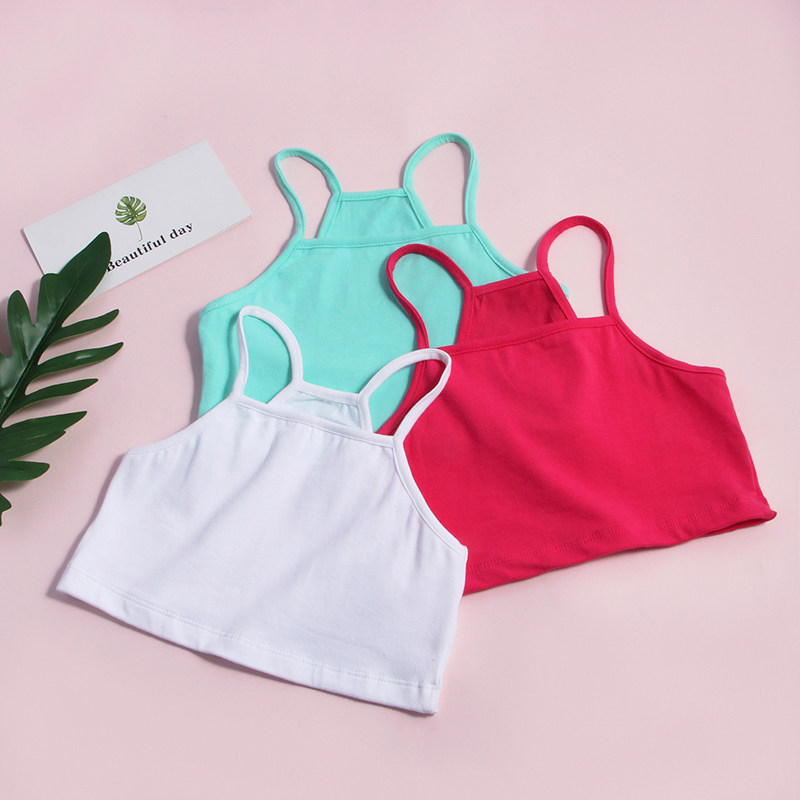 Girl Harnesses Small Vest Hair Development Period 1st Stage Primary School Students Underwear Pure Cotton 12 Summer Children Wear Smear