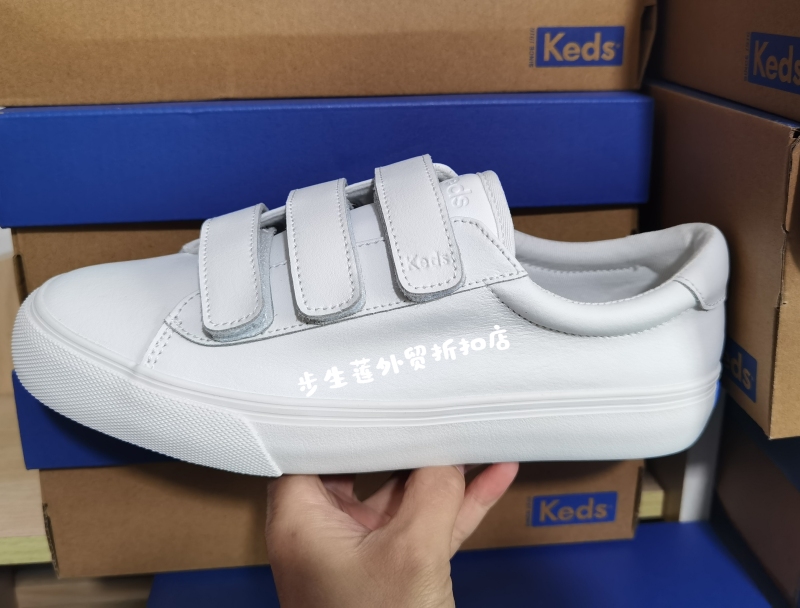 Keds Genuine Leather White Shoes with Velcro, Casual Women's Slip-On Shoes, Lazy Shoes Keds Genuine Leather White Shoes with Velcro, Casual Women's Slip-On Shoes, Lazy Shoes