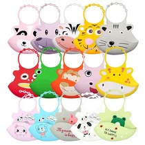 Foreign trade export baby thickened silicone saliva towel waterproof bib baby eating bib rice bag tasteless and super soft