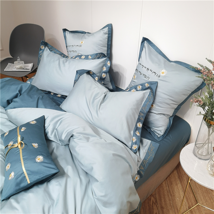 Mùa xuân và mùa hè phong cách mục vụ cotton 60 bông dài chủ yếu bông thêu bốn mảnh chăn bông đơn giản bộ đồ giường - Bộ đồ giường bốn mảnh chăn ga tencel