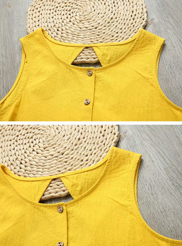 Chất liệu cotton và vải lanh retro không tay áo vest nữ đình chỉ Sen phụ nữ mặc áo gió quốc gia hoang dã - Áo ba lỗ shop thời trang nữ