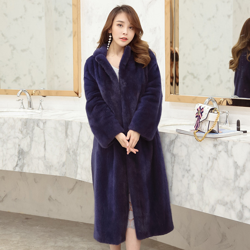 Inuka 2021 new winter whole mink coat women's medium and long version mink fleece fur coat velvet