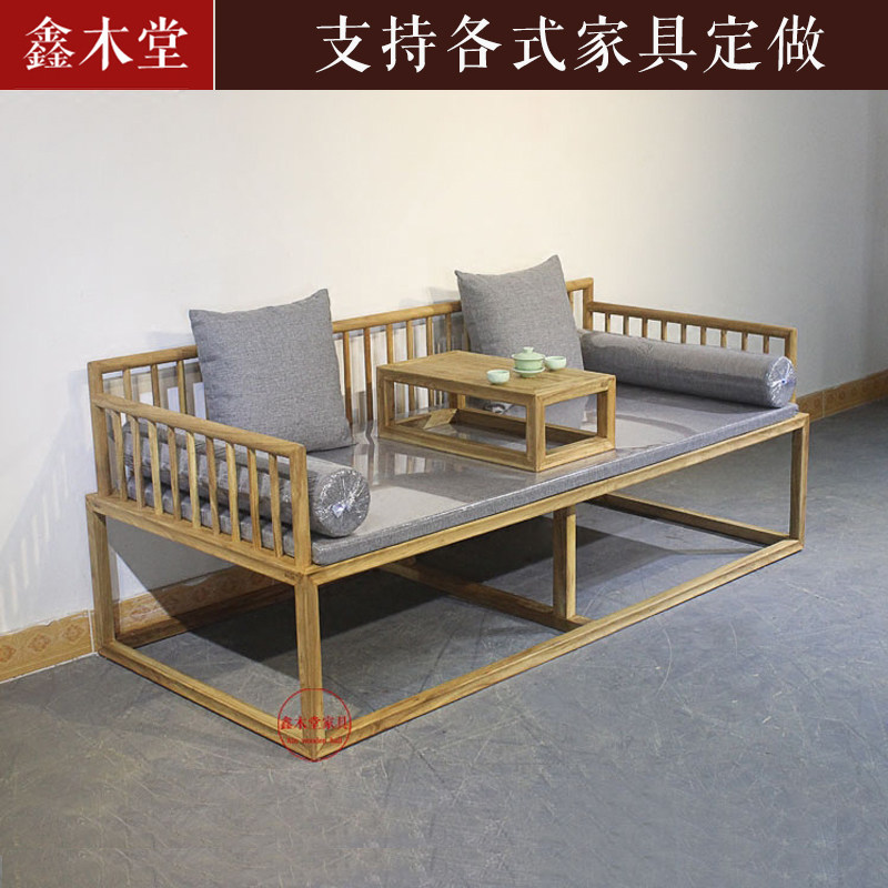 New Chinese Luohan bed Old elm-free sofa bed Solima Guiji bed Ancient Lohan Tan Zen furniture
