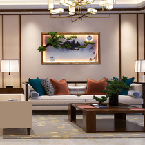 Living room entrance sofa background wall solid wood large wall hanging hotel model room office wall welcome pine pendant decoration