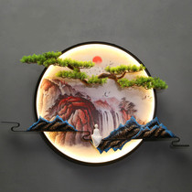 New Chinese entry porch living room mural sofa background wall round hanging painting hotel restaurant Tea Room wall decoration